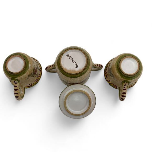 Deruta Italy Espresso Demitasse Serving Set Two Cups Sugar Bowl Tray Italian - Picture 7 of 10